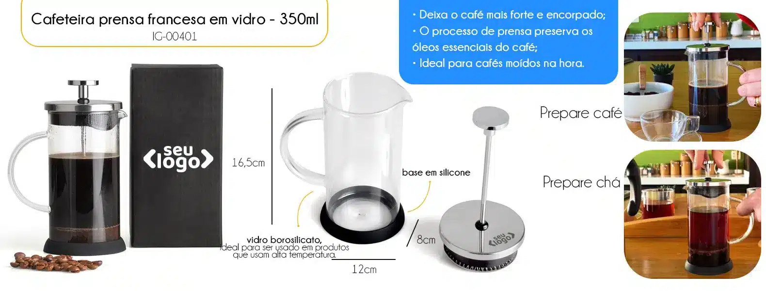 Cafeteira Prensa Francesa Em Vidro 350Ml 20603