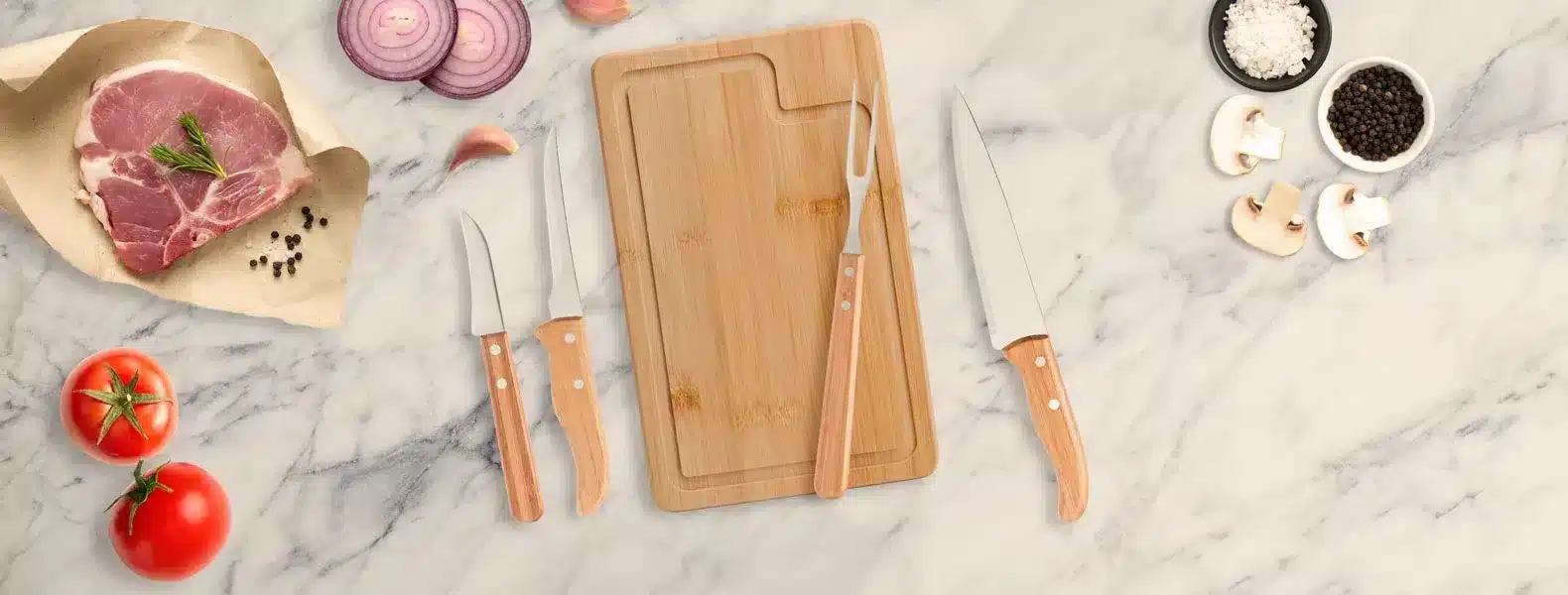 Conj Para Churrasco Em Bambu Inox Dallas 5 Pcs 16721