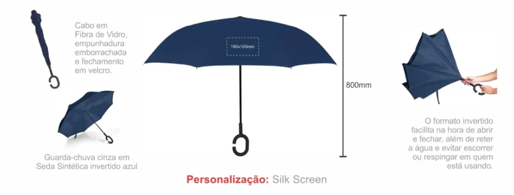 Guarda Chuva Invertido Azul 108 Cm 18417