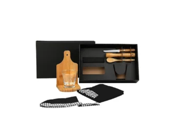 kit caipirinha em bambu com avental e bandana 8 pcs 19559