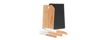 kit cozinha em bambu com facas e garfo 4 pcs 18901
