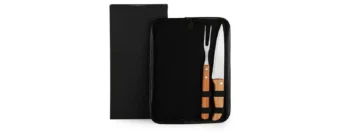kit garfo e faca inox bambu com estojo 3 pcs 19803