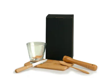 kit para caipirinha em bambu com tabua e socador 5 pcs 19487