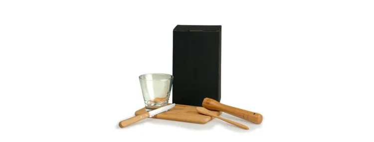 Kit Para Caipirinha Em Bambu Com Tabua E Socador 5 Pcs 19487