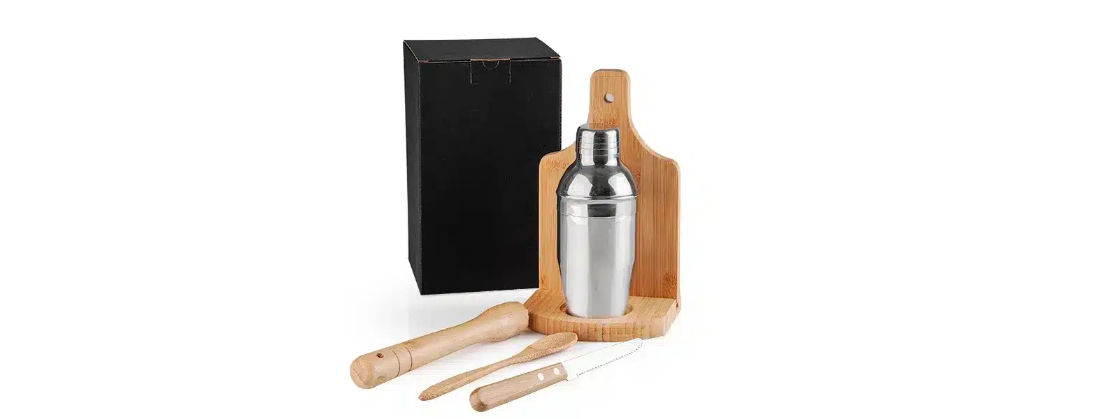 Kit Para Caipirinha Em Bambu Ibiza Com Coqueteleira 6 Pcs 19839