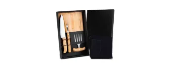 kit para churrasco em bambu com garfo 4 dentes 5 pcs 19900