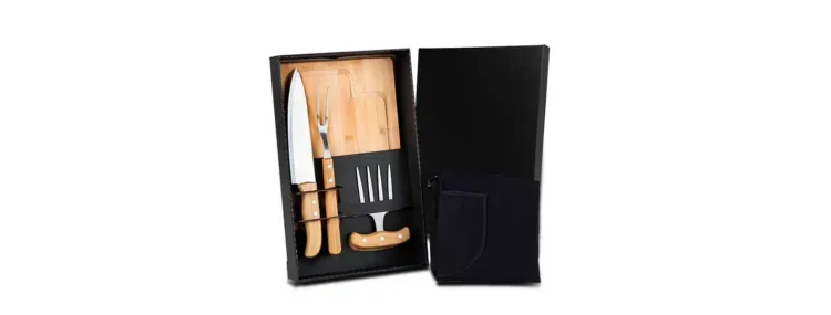 Kit Para Churrasco Em Bambu Com Garfo 4 Dentes 5 Pcs 19900