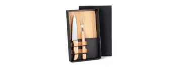 kit para churrasco em bambu com tabua 32cm 18991