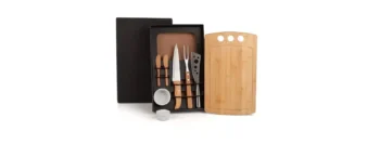 kit para churrasco petisco em bambu inox 2 em 1 19432