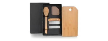 kit para cozinha em bambu inox com espatula multiuso 3 pcs 19685