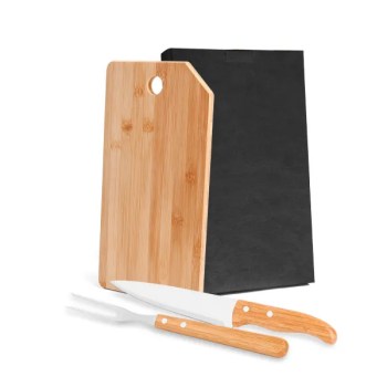 kit para cozinha em bambu inox oregon com tabua 3 pcs 18898